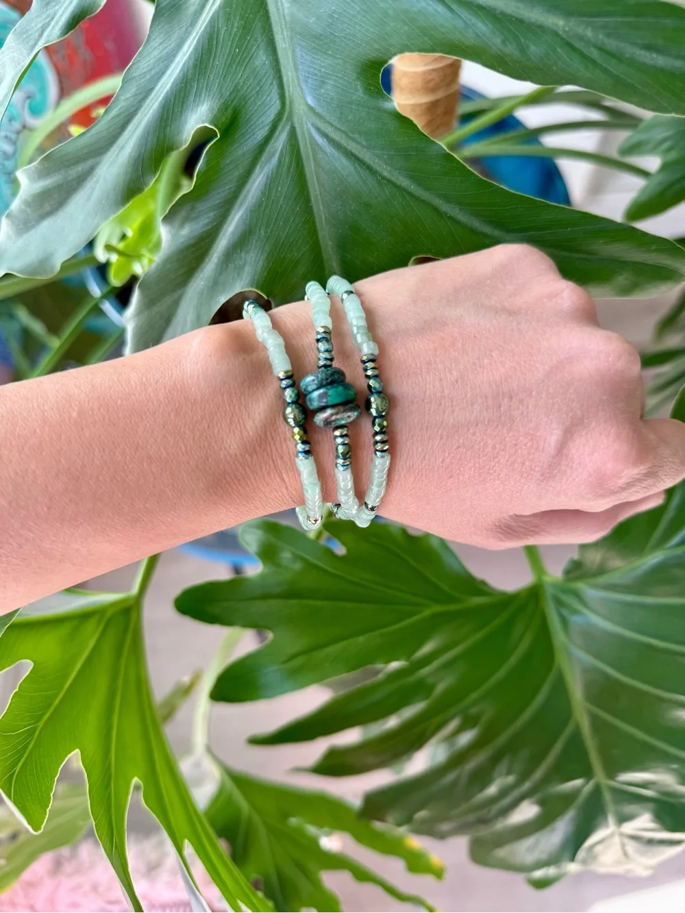 Green Aventurine - Hematite - Serpentine bracelet (one)